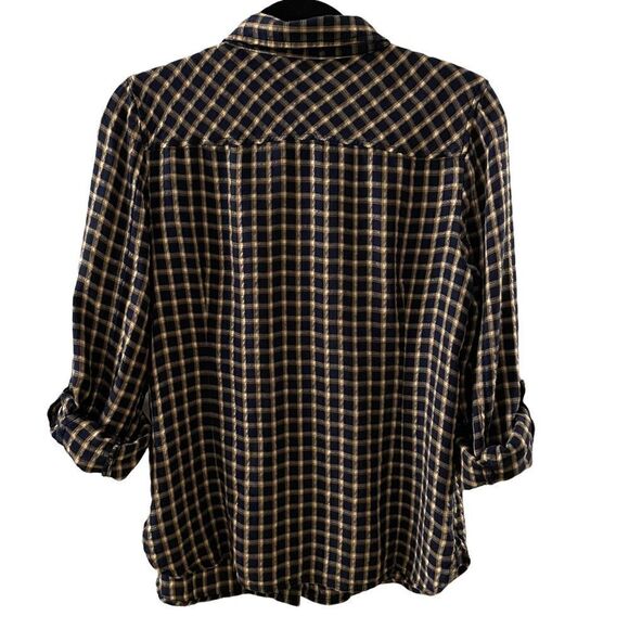 Tommy Hilfiger ~ Navy, yellow plaid shirt ~ size M - Picture 4 of 10